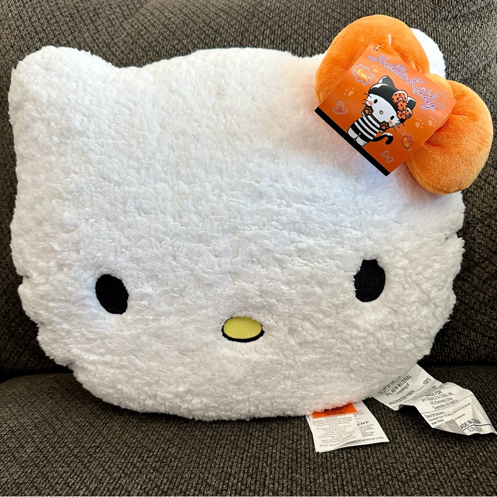 Hello Kitty Halloween Pillow with orange bow
